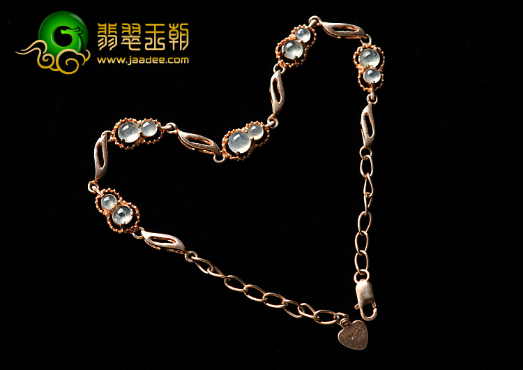 玻璃种缅甸翡翠A货银镀金葫芦手链