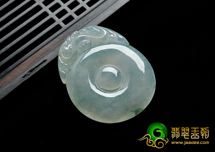 冰种飘花缅甸翡翠A货福在眼前挂件