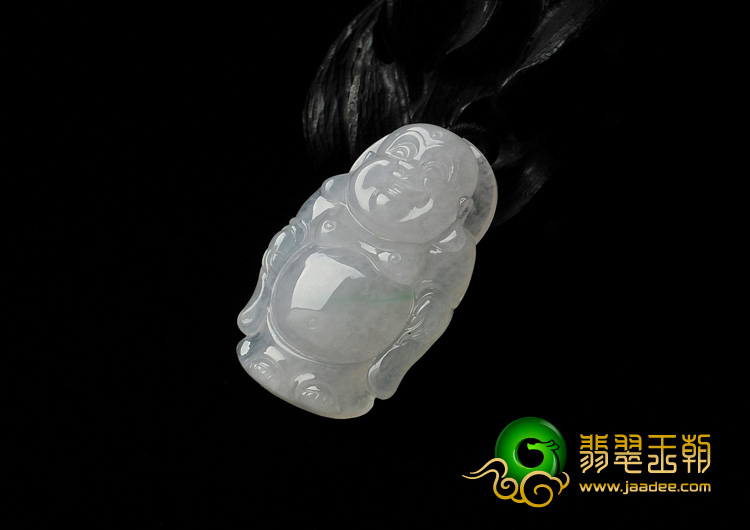 糯冰种略飘翠缅甸翡翠A货站佛挂件