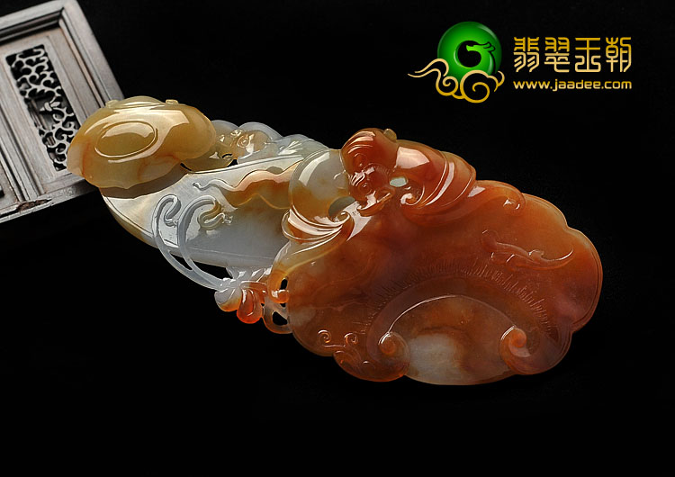 糯冰种红黄翡缅甸翡翠A货福寿如意手玩件