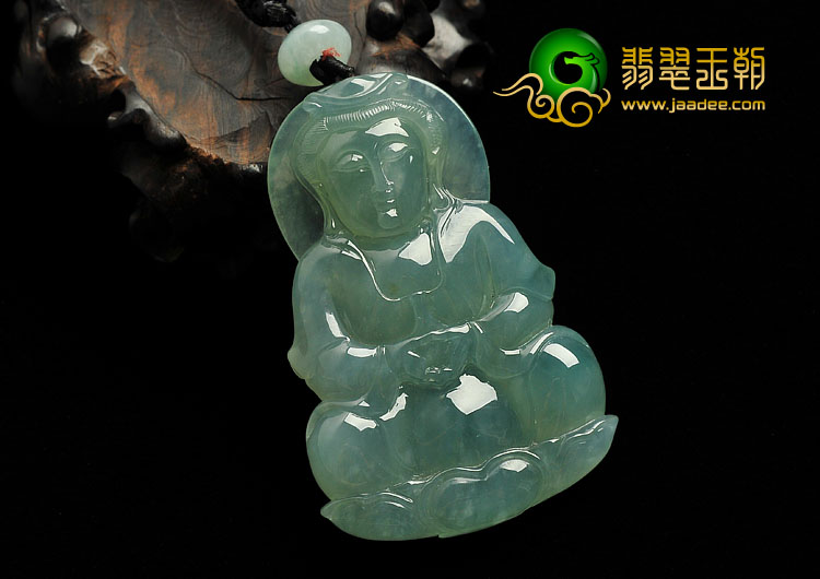冰种晴水缅甸翡翠A货观音挂件