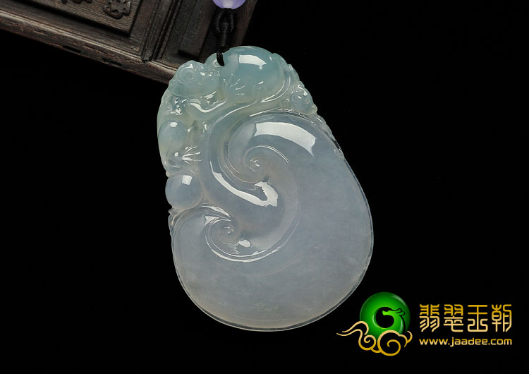 冰种春带彩缅甸翡翠A货如意寿挂件