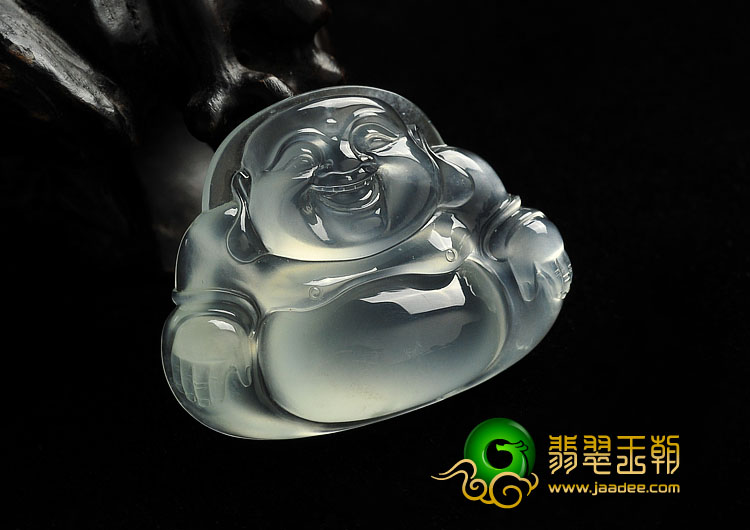 玻璃种强莹光缅甸翡翠A货玉佛挂件