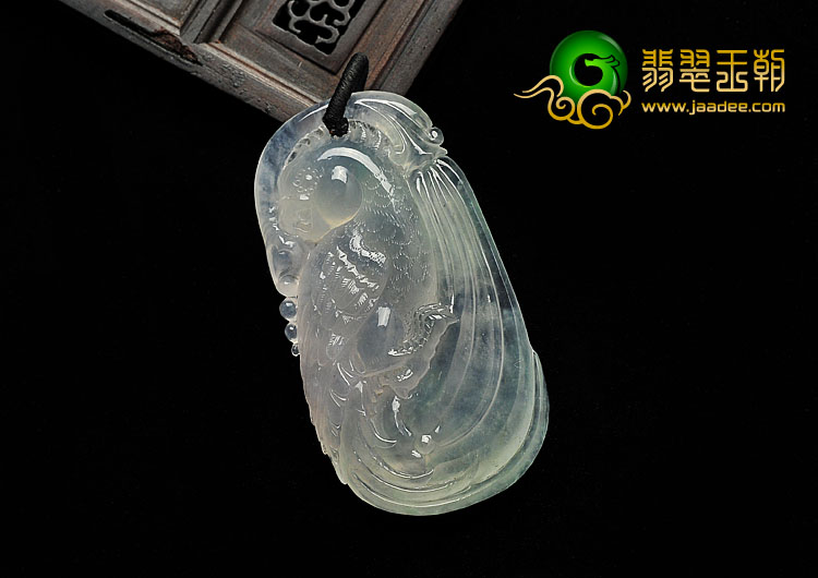 冰玻种淡晴水缅甸翡翠A货英明神武挂件