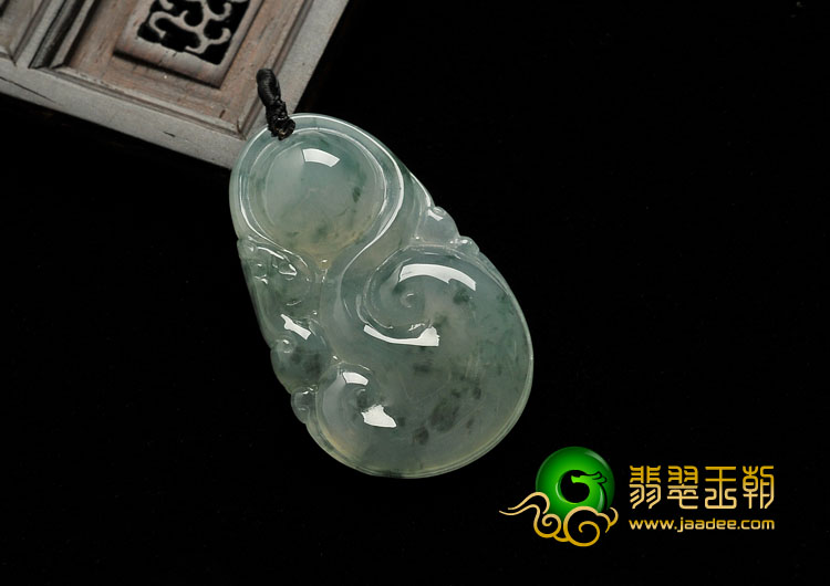 冰种飘花缅甸翡翠A货如意寿挂件