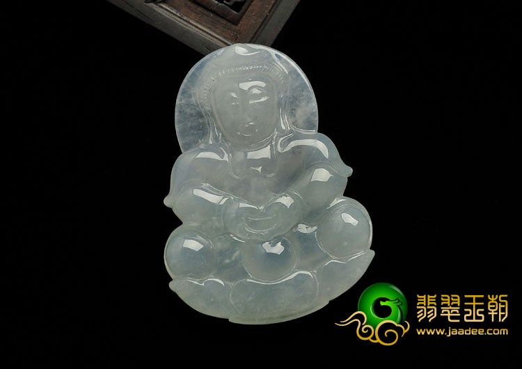糯冰种缅甸翡翠A货观音挂件
