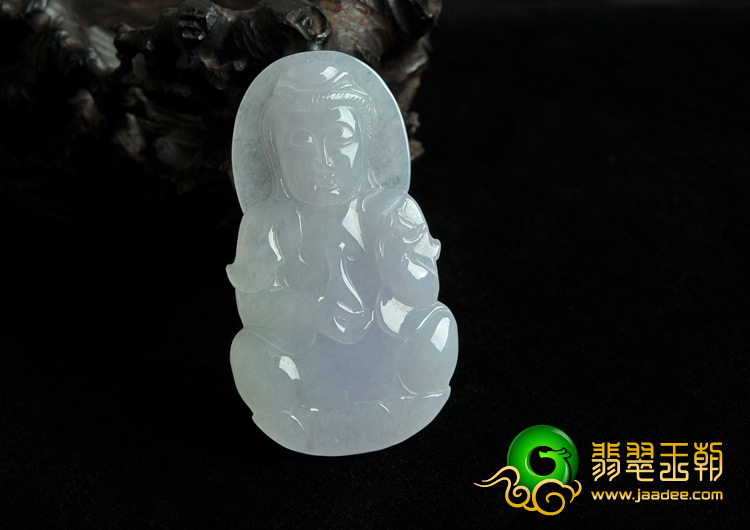糯冰种紫罗兰缅甸翡翠A货观音挂件