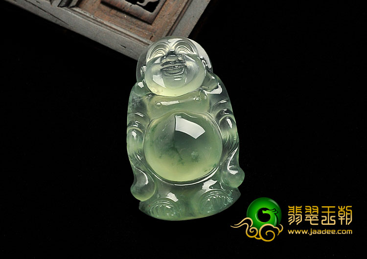 玻璃种飘花缅甸翡翠A货站佛挂件