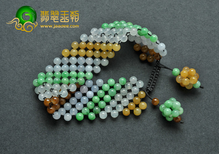 冰种三彩缅甸翡翠A货手链