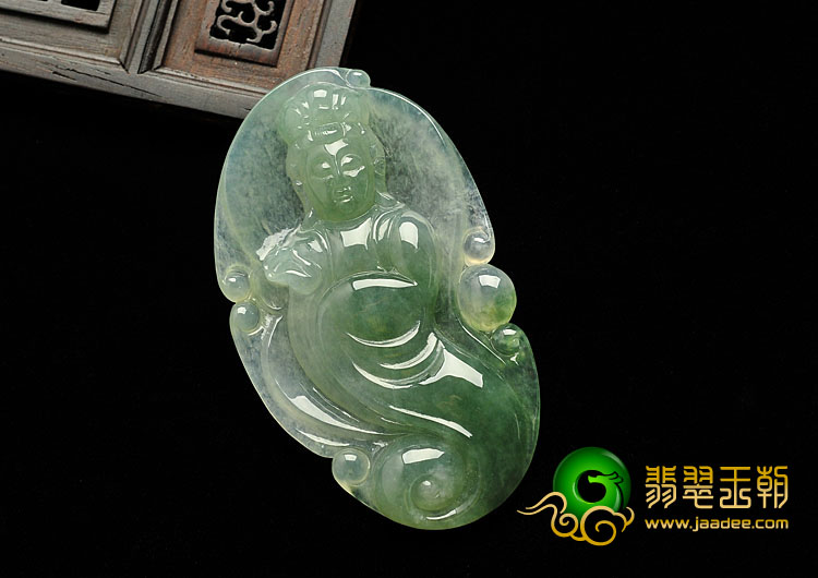 冰种晴水缅甸翡翠A货观音挂件