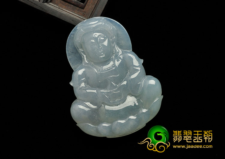 冰种紫罗兰缅甸翡翠A货观音挂件