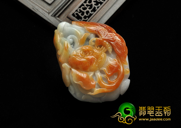 细糯种紫罗兰带红翡缅甸翡翠A货花开富贵挂件