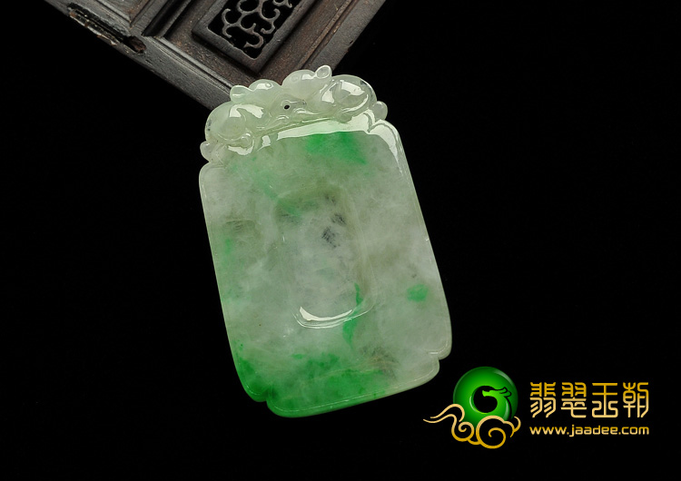 糯冰种飘翠缅甸翡翠A货仿古平安牌挂件