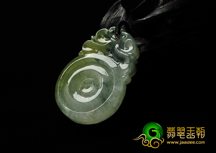冰种黄翡飘花缅甸翡翠A货福在眼前挂件