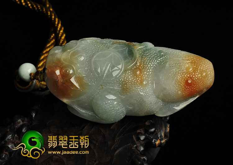 糯冰种三彩缅甸翡翠A货招财进宝手玩件