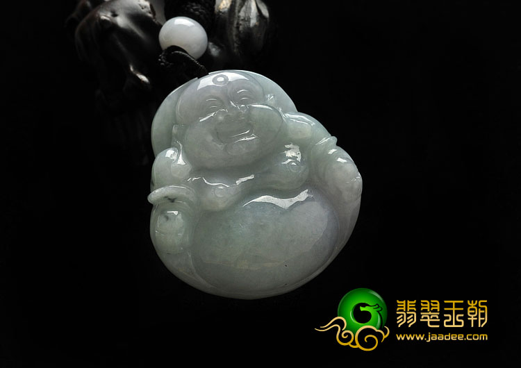 糯冰种淡春带彩缅甸翡翠A货玉佛挂件