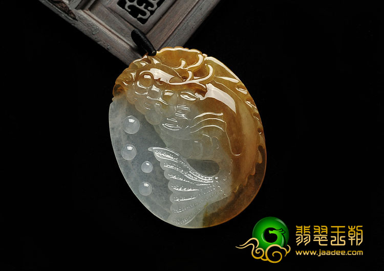 冰种黄翡缅甸翡翠A货鱼龙挂件