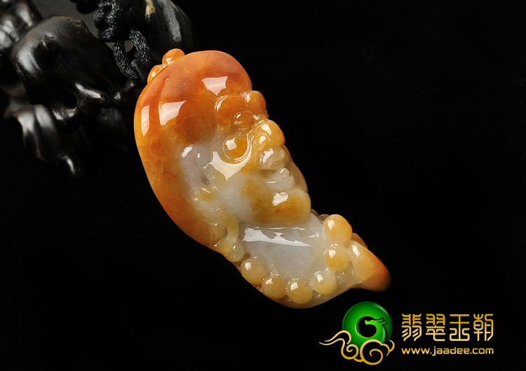 糯冰种红黄翡缅甸翡翠A货罗汉头挂件