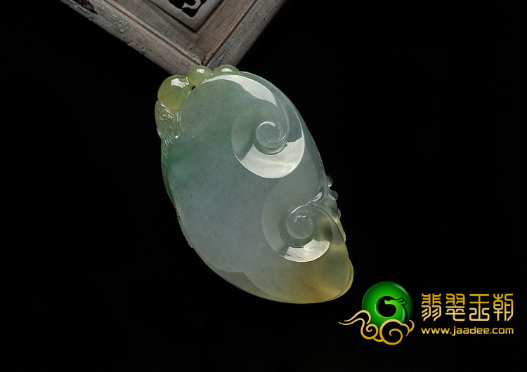 冰种黄翡略飘花缅甸翡翠A货玉鼠如意挂件