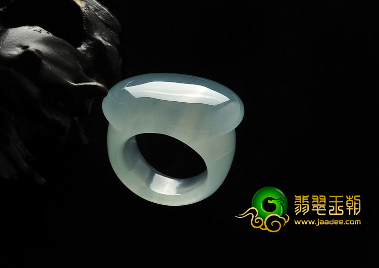 冰玻种晴水缅甸翡翠A货马鞍指环