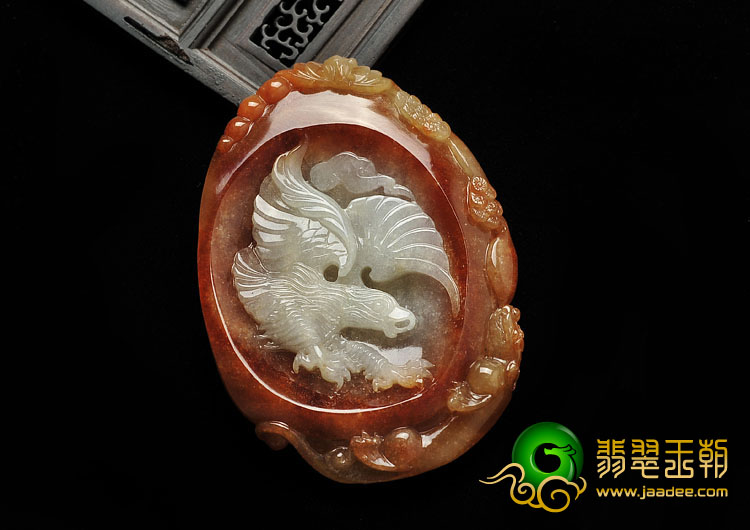 feicui糯冰种红黄翡缅甸翡翠A货大展鸿图挂件