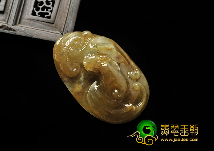 冰种褐黄翡缅甸翡翠A货福寿如意挂件