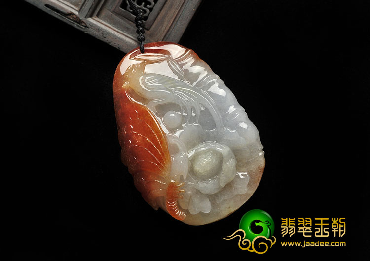 糯冰种红黄翡缅甸翡翠A货蝶恋花挂件