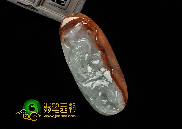 冰种红黄翡缅甸翡翠A货一路连科挂件