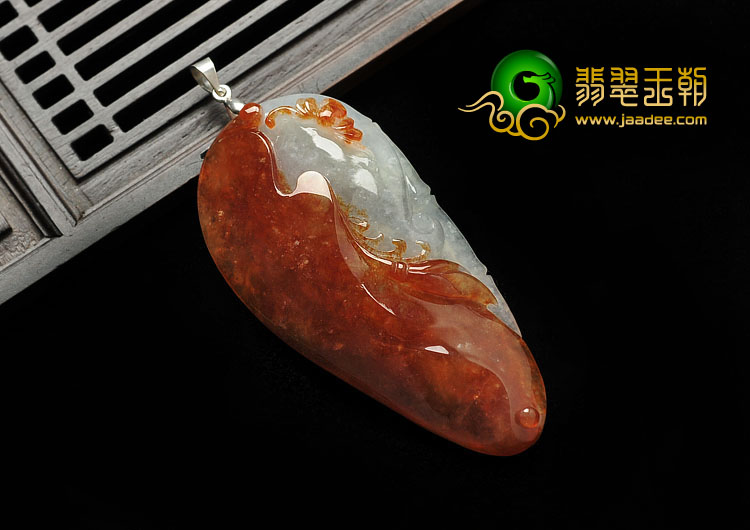 冰种红翡缅甸翡翠A货福如意挂件