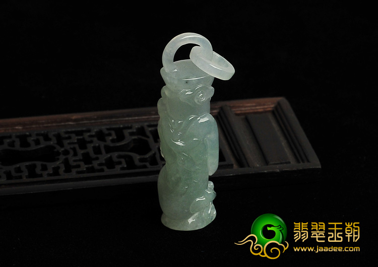 冰种晴水缅甸翡翠A货龙柱挂件