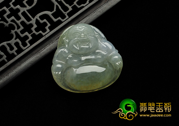 冰种淡黄翡缅甸翡翠A货玉佛挂件