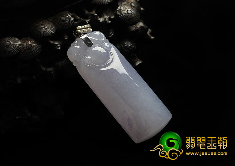 糯冰种紫罗兰缅甸翡翠A货镶白金扣平安无事牌挂件