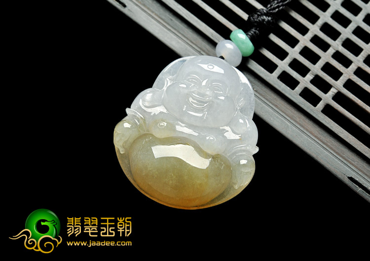 冰种黄翡缅甸翡翠A货玉佛挂件