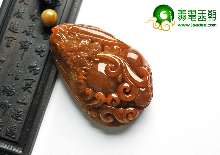 糯冰种褐黄翡缅甸翡翠A货龙行如意手玩件