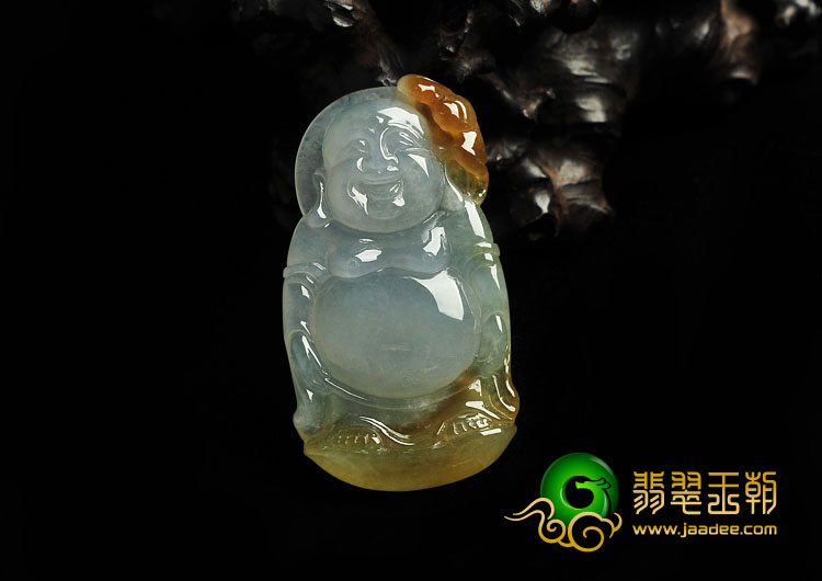 冰种黄翡缅甸翡翠A货站佛挂件