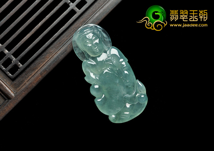 冰种晴水缅甸翡翠A货观音挂件