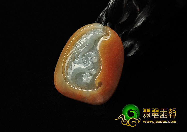 冰种黄翡缅甸翡翠A货喜上眉梢挂件