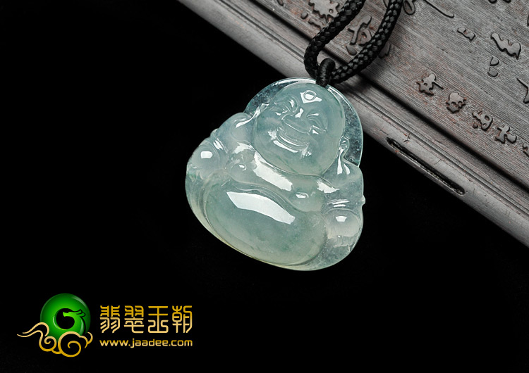 冰种飘花缅甸翡翠A货玉佛挂件