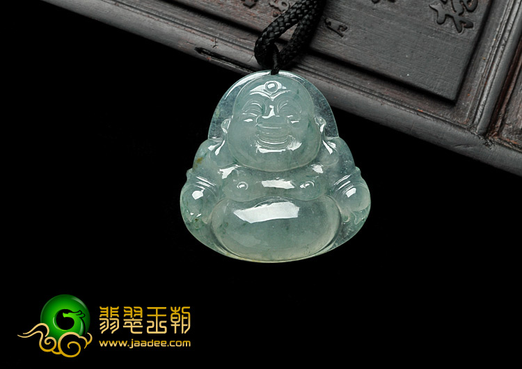 冰种飘花缅甸翡翠A货玉佛挂件
