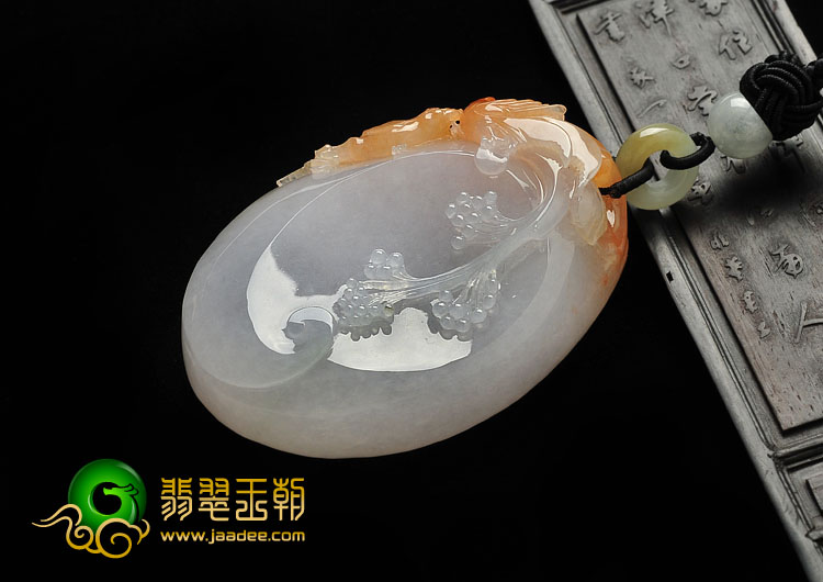 糯冰种淡紫罗兰红黄翡缅甸翡翠A货喜上眉梢手玩件