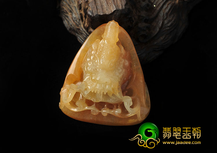 feicui糯冰种黄翡缅甸翡翠A货龙头挂件