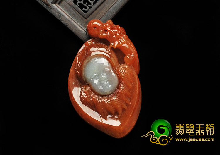 糯冰种红翡缅甸翡翠A货望子成龙挂件