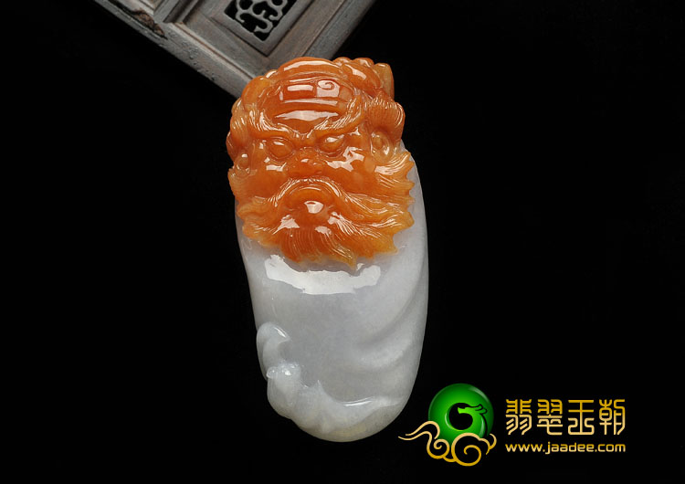 糯冰种红黄翡缅甸翡翠A货钟馗挂件