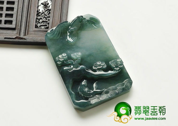 冰种飘花缅甸缅甸翡翠A货大展鸿图挂件