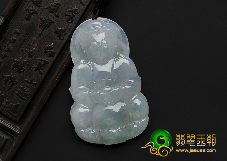 糯冰种春带彩缅甸翡翠A货观音挂件