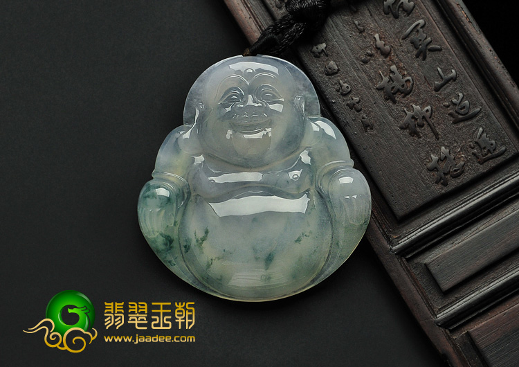 冰种飘花缅甸翡翠A货玉佛挂件