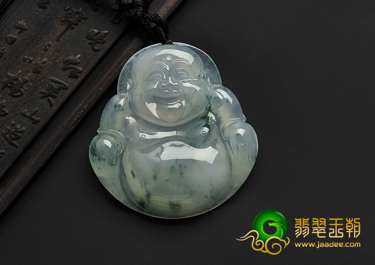 冰种飘花缅甸翡翠A货玉佛挂件