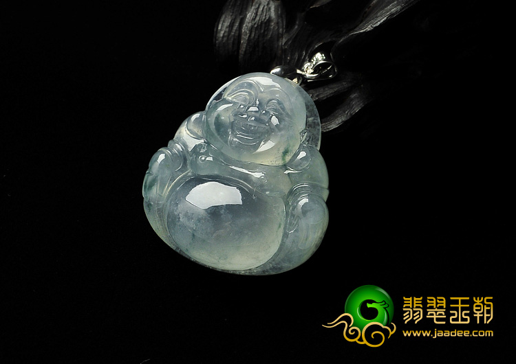 冰种飘花缅甸翡翠A货玉佛挂件