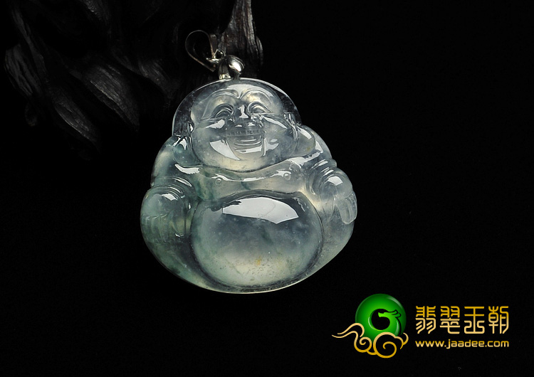 冰种飘花缅甸翡翠A货玉佛挂件