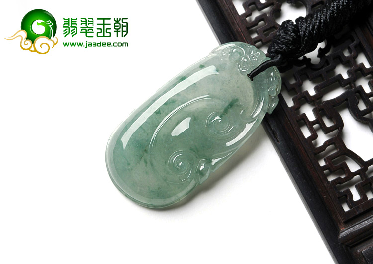 冰种飘花缅甸翡翠A货翡翠如意寿挂件